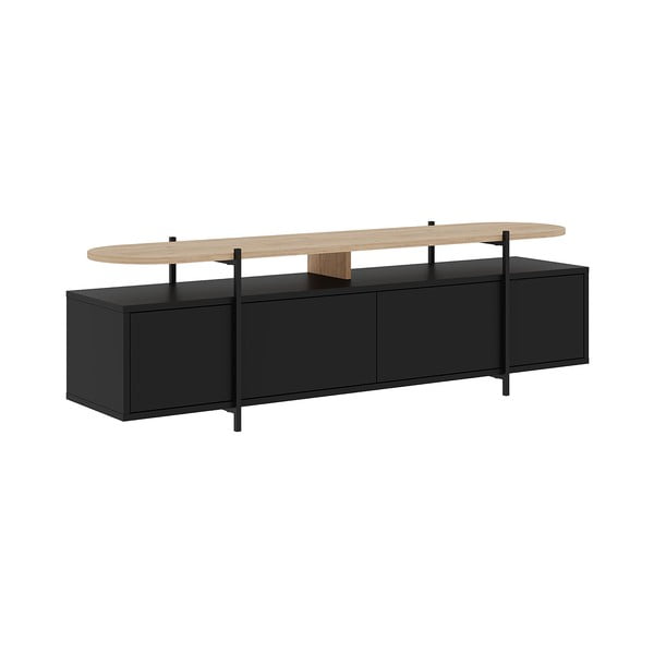 TV spintelė juodos spalvos iš ąžuolo 160x48 cm Hinoa – Marckeric-image-3