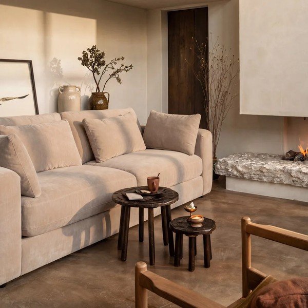 Smėlio spalvos sofa iš šenilinio audinio 240 cm Chunky – vtwonen-image-1