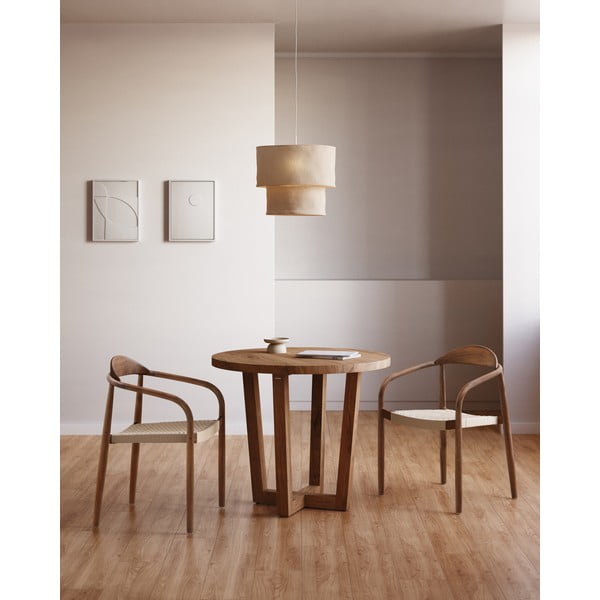 Iš akacijos masyvo apvalios formos valgomojo stalas natūralios spalvos ø 90 cm Nahla – Kave Home-image-2