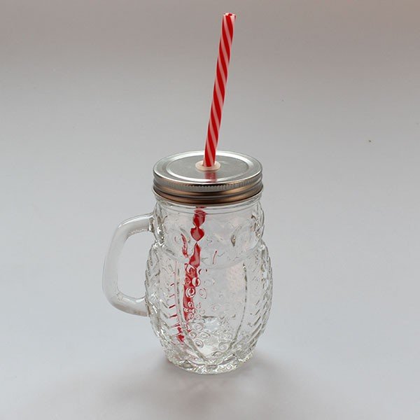 Stiklinė su sidabriniu dangteliu ir šiaudeliu Dakls, 350 ml