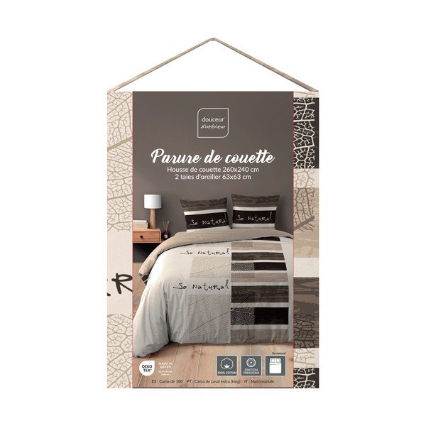 Rudos spalvos iš medvilnės dvigulė/itin ilga patalynė 3 dalių 260x240 cm So Natural – douceur d'intérieur-image-2