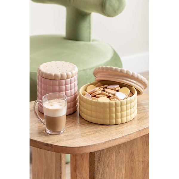 Dekoratyvinė šviesiai rožinės spalvos iš keramikos daiktadėžė ø 14x15 cm Biscuit Box – PT LIVING-image-2