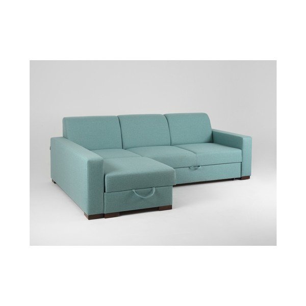 Turkio spalvos kampinė sofa-lova su laikymo vieta ir poilsio guoliu kairėje pusėje Individualizuotos formos "Lozier-image-2