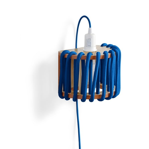 Mėlynas sieninis šviestuvas su medine konstrukcija EMKO Macaron, 20 cm ilgio-image-3