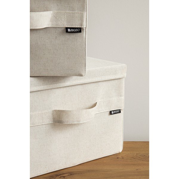 Smėlio spalvos iš tekstilės daiktadėžė su dangčiu 31x41x22 cm Soft Storage Medium – Bigso-image-1