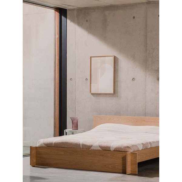 Natūralios spalvos dvigulė lova iš medžio drožlių plokštės/iš faneros iš ąžuolo su lovos grotelėmis 140x200 cm Valt – noo.ma-image-4
