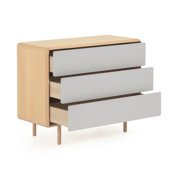 Pilkos spalvos/natūralios spalvos šoninė spintelė iš uosio 99x78,5x42 cm Anielle – Kave Home-image-2