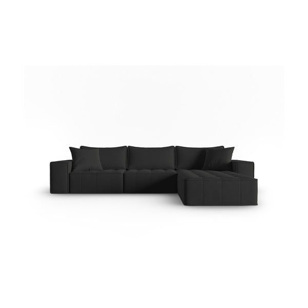 Kampinė sofa juodos spalvos (su dešiniuoju kampu) Mike – Micadoni Home