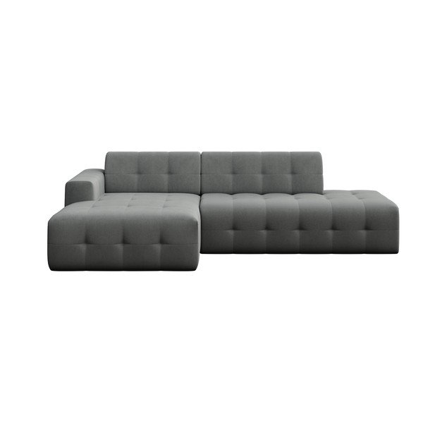 Pilkos spalvos iš velveto kampinė sofa (su kairiuoju kampu/su gultu) Tuil – Rodier