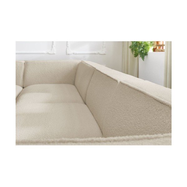 Smėlio spalvos iš boucle modulinė kampinė sofa (su kairiuoju kampu/„U“ formos) Megeve – Bobochic Paris-image-1
