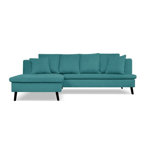Turkio spalvos sofa keturiems asmenims su šezlongu kairėje pusėje Cosmopolitan design Hamptons