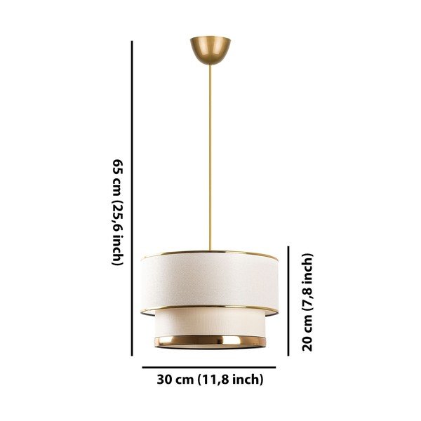 Kabantis šviestuvas kreminės spalvos/auksinės spalvos ø 30 cm su tekstiliniu gaubtu Cake – Opviq lights-image-4