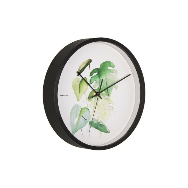 Žalias ir baltas sieninis laikrodis juodame rėmelyje Karlsson Monstera, ø 26 cm-image-2