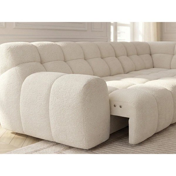 Baltos spalvos sulankstoma/ar elektrisko sēdekļa regulēšanu kampinė sofa (su dešiniuoju kampu/„L“ formos) Andre – Bobochic Paris-image-4