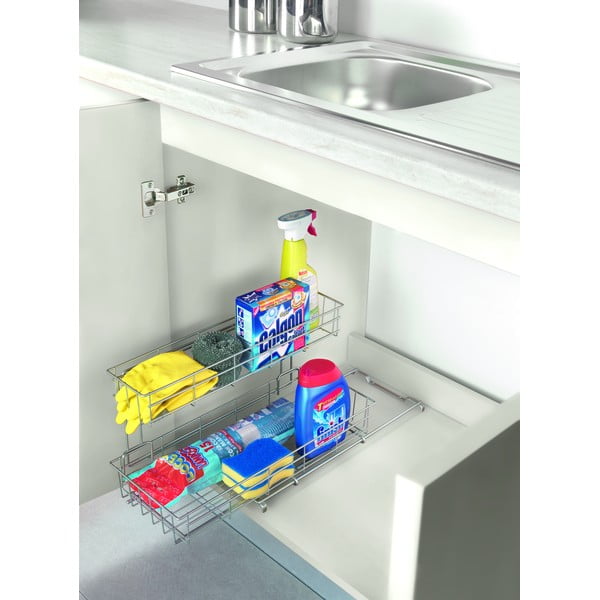 Papildomos dviejų aukštų lentynos virtuvės spintelėms Metaltex Limpio-image-1