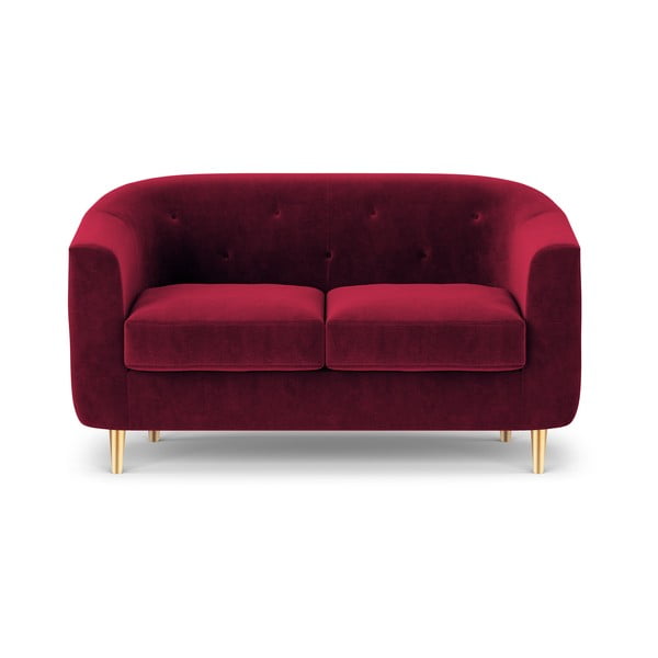 Raudona aksominė sofa Kooko Home Corde, 125 cm