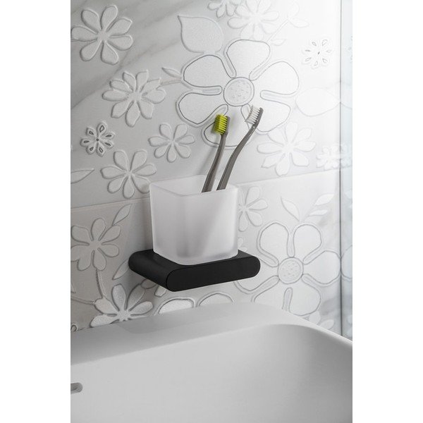 Sieninis iš stiklo dantų šepetėlio indas baltos spalvos Flori – Sapho-image-1