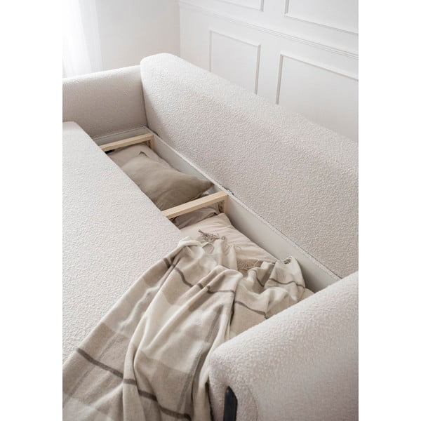 Smėlio spalvos/kreminės spalvos iš boucle sulankstoma/su sandėliavimo vieta sofa 244 cm Arcadova – ELTAP-image-4