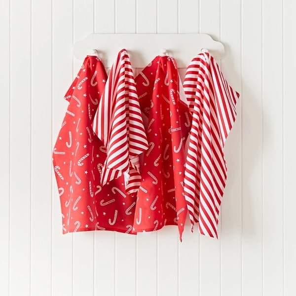 Iš medvilnės virtuvės rankšluosčiai 4 vnt. su Kalėdų motyvu 50x70 cm Candy Cane – Catherine Lansfield