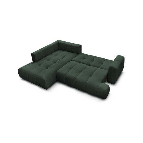 Žalios spalvos sulankstoma/su sandėliavimo vieta kampinė sofa (su kairiuoju kampu/„L“ formos) Fuji – Bobochic Paris-image-4