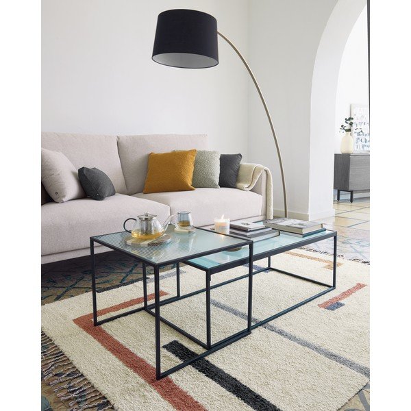 Pastatomas šviestuvas juodos spalvos/auksinės spalvos (aukštis 210 cm) su tekstiliniu gaubtu Juhe – Kave Home-image-3