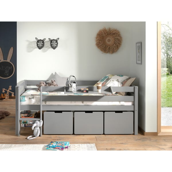 Vaikiškos lovos daiktadėžės pilkos spalvos 3 vnt. Pino – Vipack-image-3