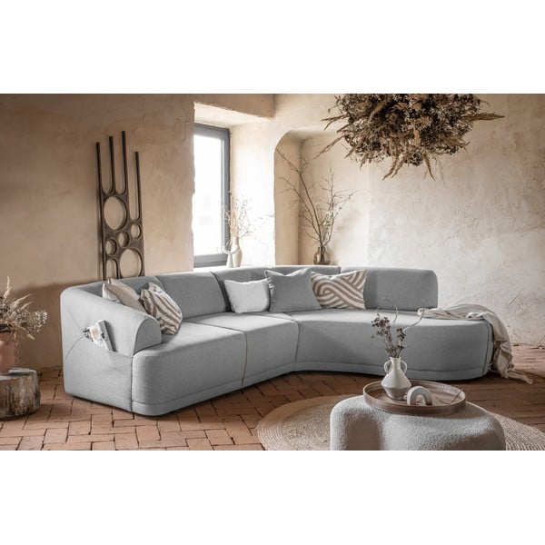 Šviesiai pilka kampinė sofa (dešinysis kampas) Bella Siena - Miuform-image-4