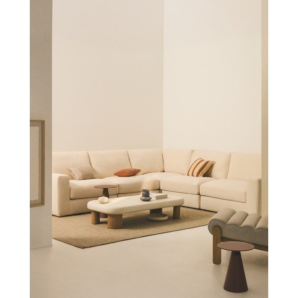 Smėlio spalvos kampinė sofa iš šenilinio audinio (kintama/„L“ formos) Alea – Kave Home-image-1