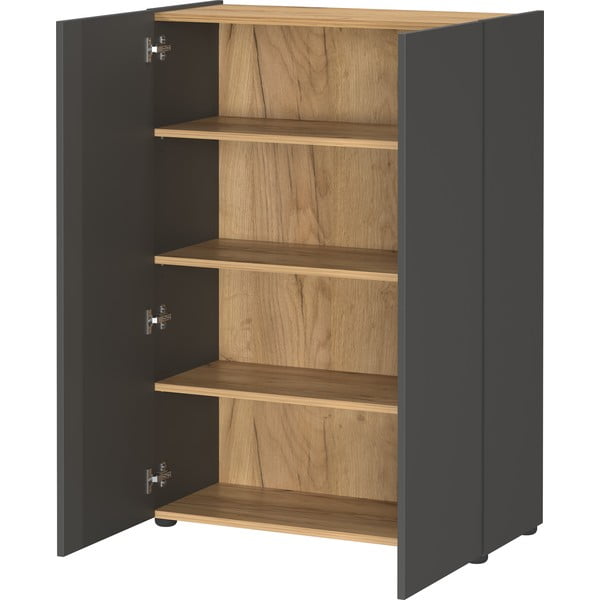 Antracito spalvos koridoriaus baldas iš ąžuolo 104x200x33 cm Alviano – Germania-image-2