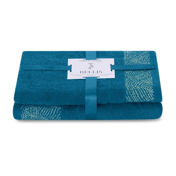 Vonios rankšluosčių rinkiniai iš medvilnės audinio tamsiai mėlynos spalvos 2 vnt. Bellis – AmeliaHome