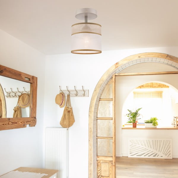 Lubinis šviestuvas šviesiai rudos spalvos ø 16 cm su tekstiliniu gaubtu Andrea – LAMKUR-image-1