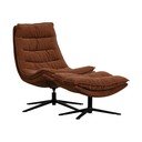 Rudos spalvos iš šenilinio audinio sukamasis fotelis su atrama kojoms Kube – WOOOD