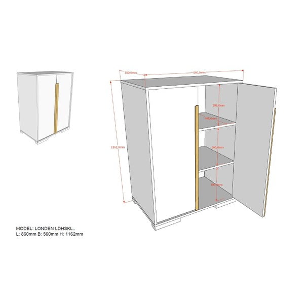 Balta vaikiška spintelė po paaukštinta lova Vipack London-image-4