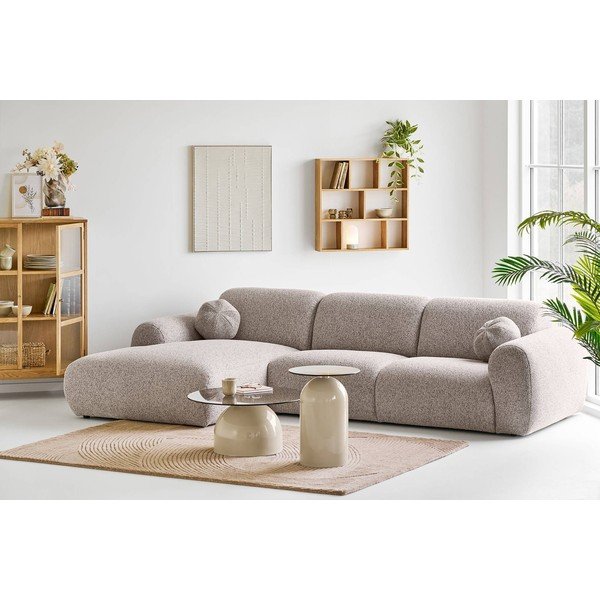 Pilkai smėlinės spalvos kampinė sofa (su kairiuoju kampu/su gultu) Clyde – House Nordic-image-1