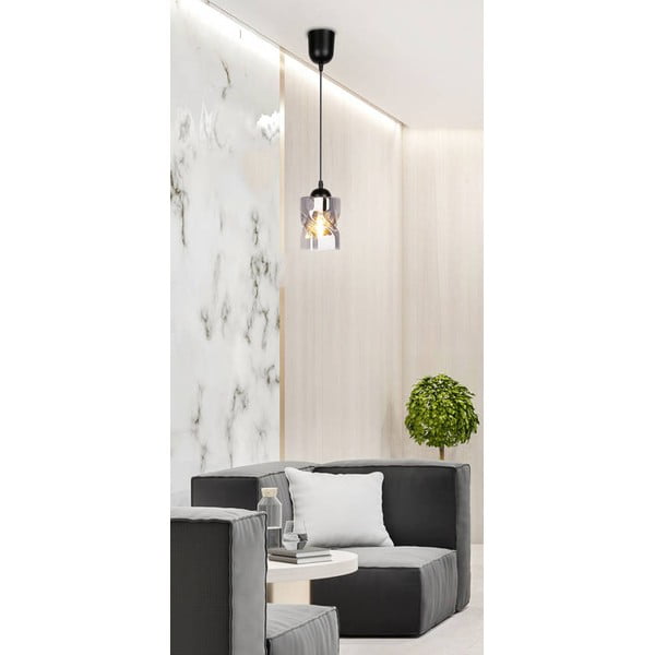 Juodas pakabinamas šviestuvas su stikliniu gaubtu ø 10 cm Felis - Candellux Lighting-image-4