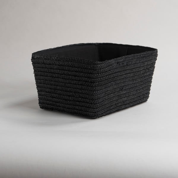 Juodos spalvos krepšys iš kviečių pynimo Kompaktorius "Hawai", 32 cm pločio