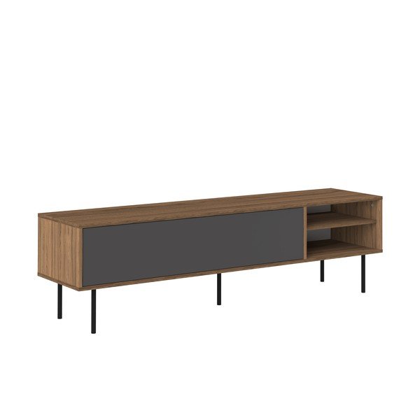 TemaHome "Ampère" televizoriaus staliukas iš riešutmedžio su juodomis varstomomis durelėmis-image-3