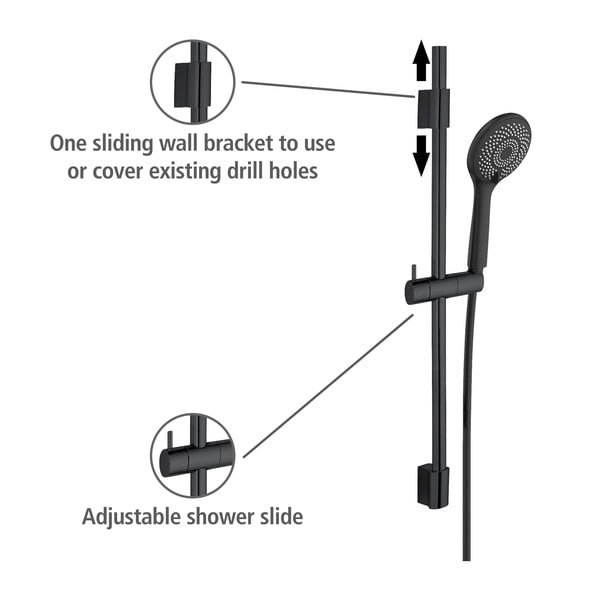 Juodas nerūdijančio plieno dušo rinkinys 70 cm Water Saving - Wenko-image-2