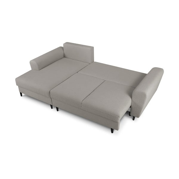 Šviesiai pilkos spalvos iš boucle sulankstoma/su sandėliavimo vieta kampinė sofa (su kairiuoju kampu/su gultu) Kyoto – Cosmopolitan Design-image-2