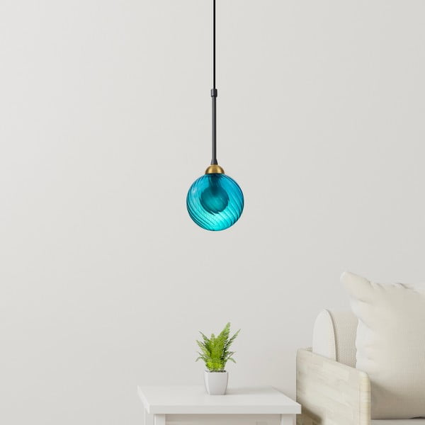 Kabantis šviestuvas mėlynos spalvos ø 12 cm su stiklo gaubtu Twister – Squid Lighting-image-1