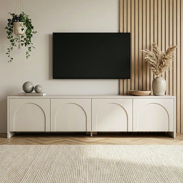 Kreminės spalvos TV spintelė 180x45x32 cm Aurelia – Kalune Design-image-2