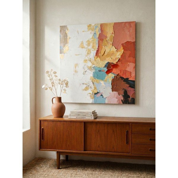 Spausdintas/su rankomis dažytais elementais paveikslas tapyba ant drobės 80x80 cm Crown – Bizzotto-image-1