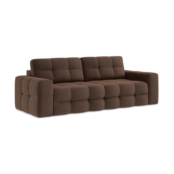 Rudos spalvos iš boucle sulankstoma sofa 255 cm Milu – Makamii-image-1