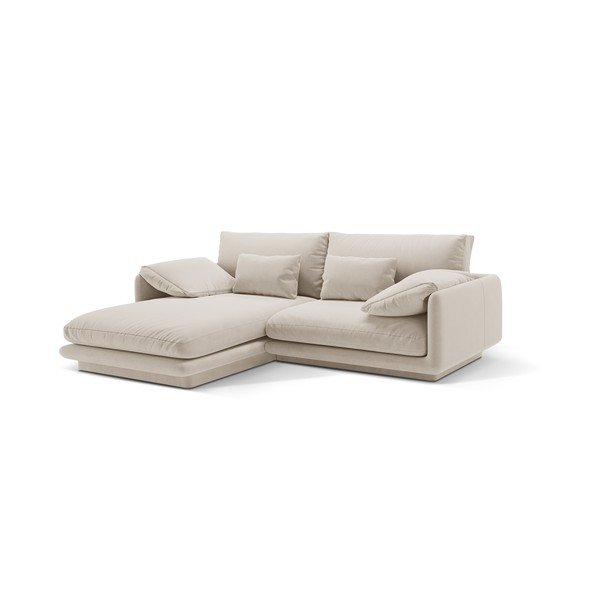 Iš velveto kampinė sofa baltos spalvos (su kairiuoju kampu/su gultu) Torino – Micadoni -image-1