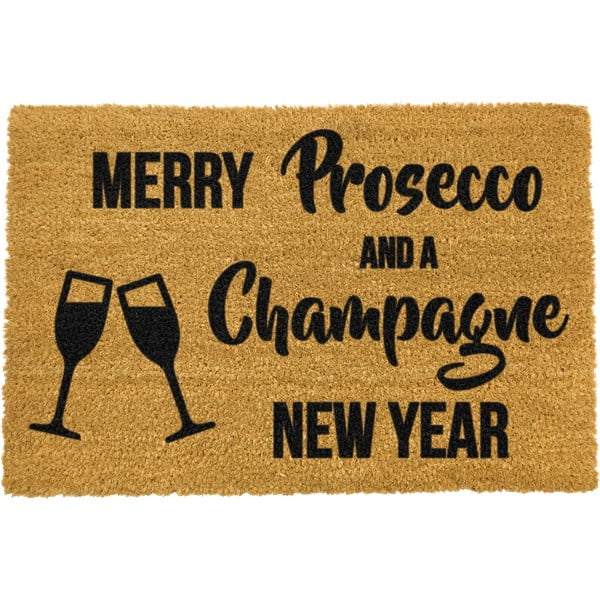 Natūralaus kokoso pluošto kilimėlis Artsy Doormats Champagne New Year, 40 x 60 cm