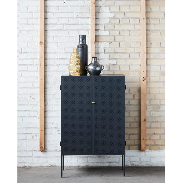 Juodos spalvos metalinė komoda Canett Brooks, aukštis 110 cm-image-3