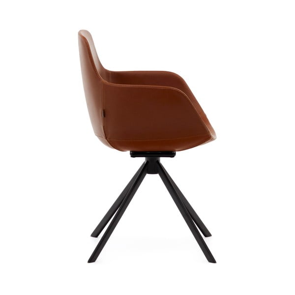 Konjako rudos spalvos iš audinio valgomojo kėdžių komplektas su porankiais 2 vnt. Tissiana – Kave Home-image-2