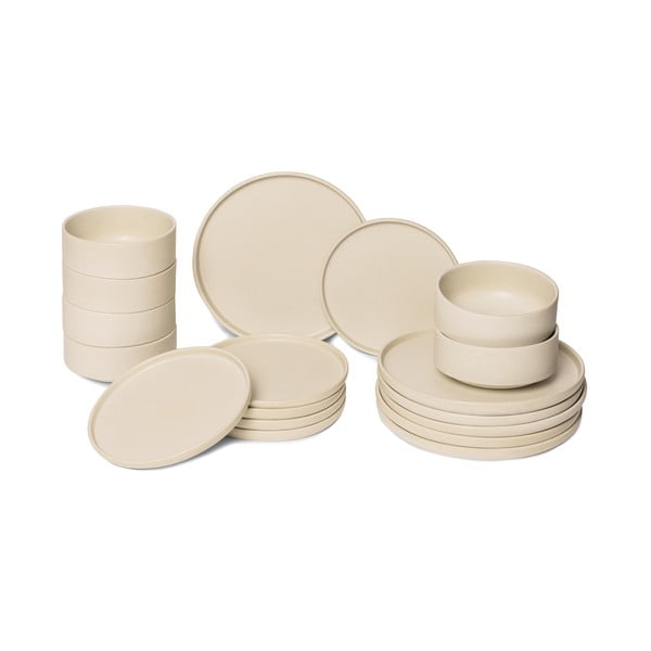 18 dalių smėlio spalvos akmens masės indų rinkinys Bonami selection Malia