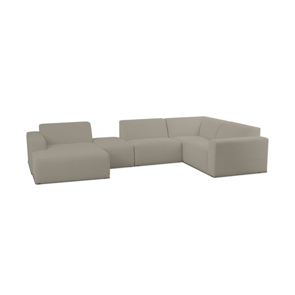 Iš boucle kampinė sofa šviesiai rudos spalvos („U“ formos) Roxy – Scandic-image-1