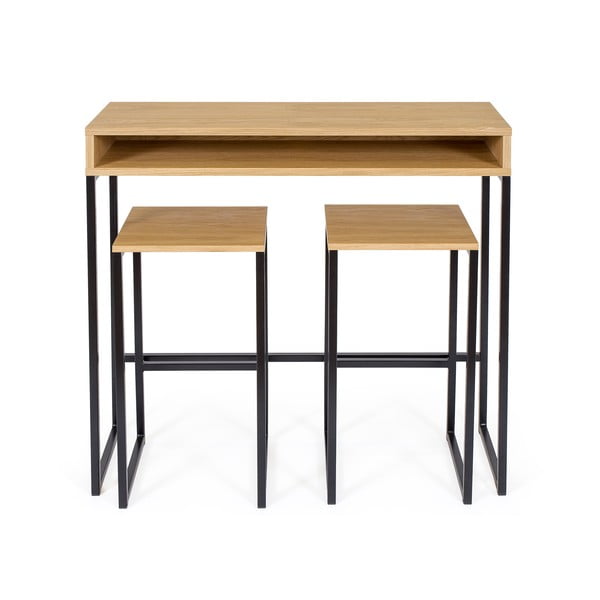 Juodos spalvos/natūralios spalvos baro taburetė iš ąžuolo Frame – Woodman-image-3